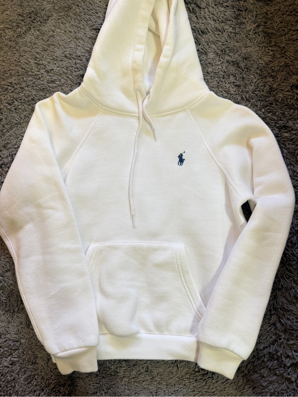 Polo by Ralph Lauren White Hooded Pullover with Navy Logo